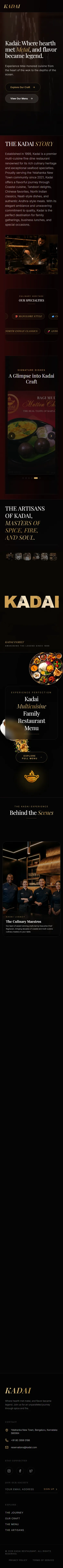 Kadai Restaurant on mobile, showing the responsive layout